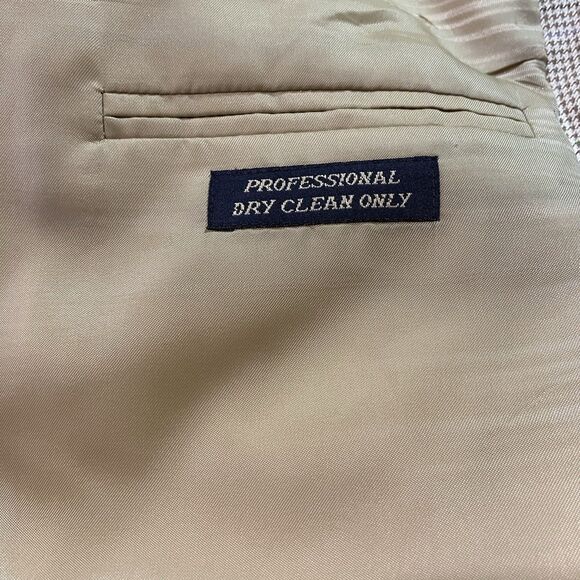 W.H. BELK Silk Wool Plaid Two Button Classic Blazer Sport Coat Mens 48R Beige - Picture 12 of 12